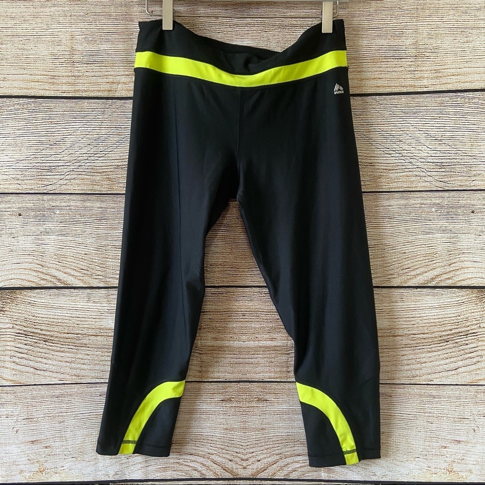 Reebok Black Active Capris w/ Neon Yellow Stripes